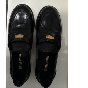 Miu Miu Women’s 7.5 Black Leather Penny Loafers